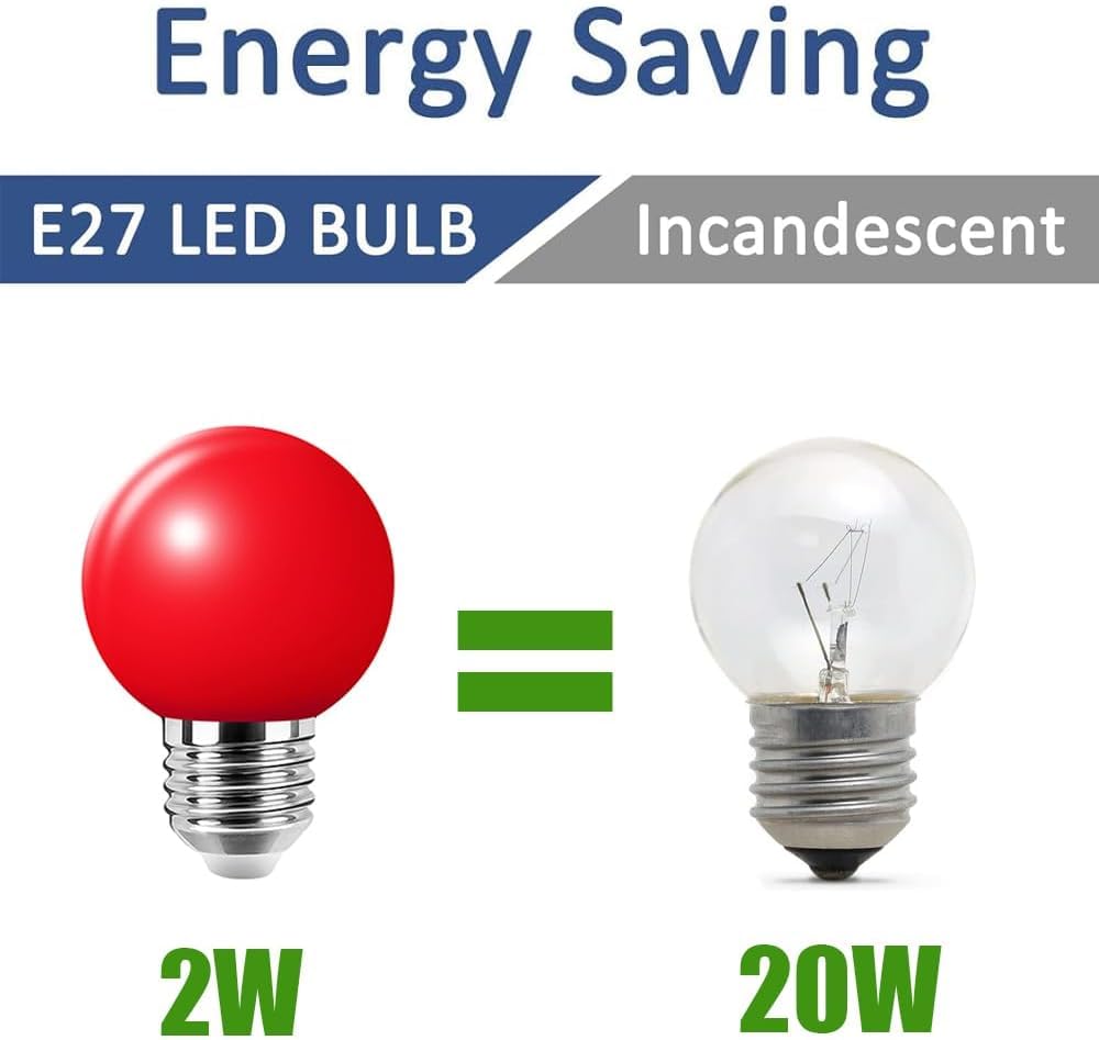 3 Pack E27 G45 2W Screw Cap Coloured LED Light Bulbs Festoon Party Lights for Indoor Outdoor Use — view 3