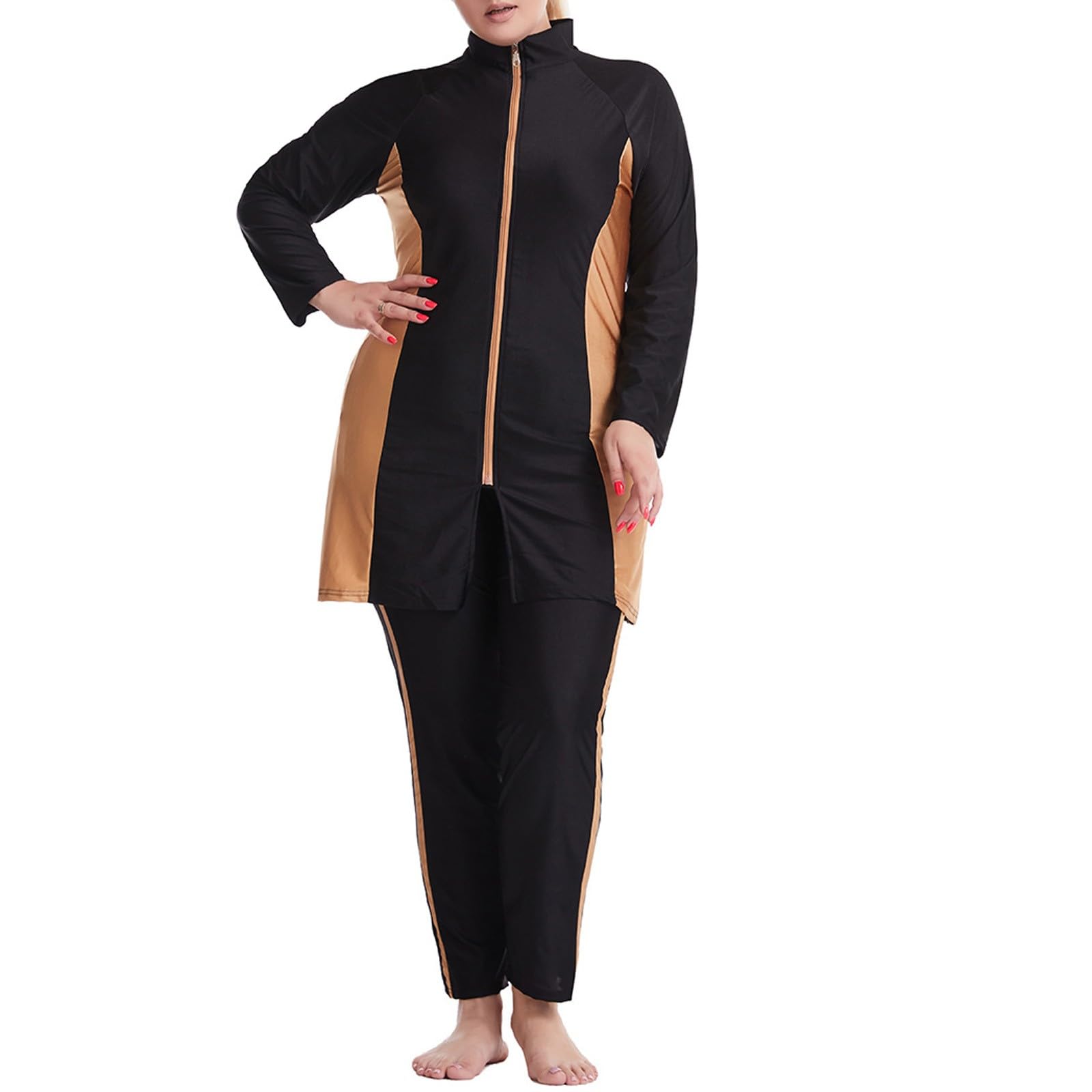 Burkini de Natación Islámico con Capucha y Pantalones Holgados para Mujer Traje de Baño Completo Conservadora