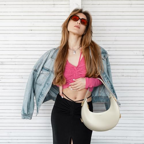 Keyli Shoulder Bag for Women Waterproof Leather Clutches Purses Trendy Casual Tote Handbags Designer Bags Adjustable Strap Hobo Bag Evening Bags with Zipper for Travel Shopping Dating Khaki