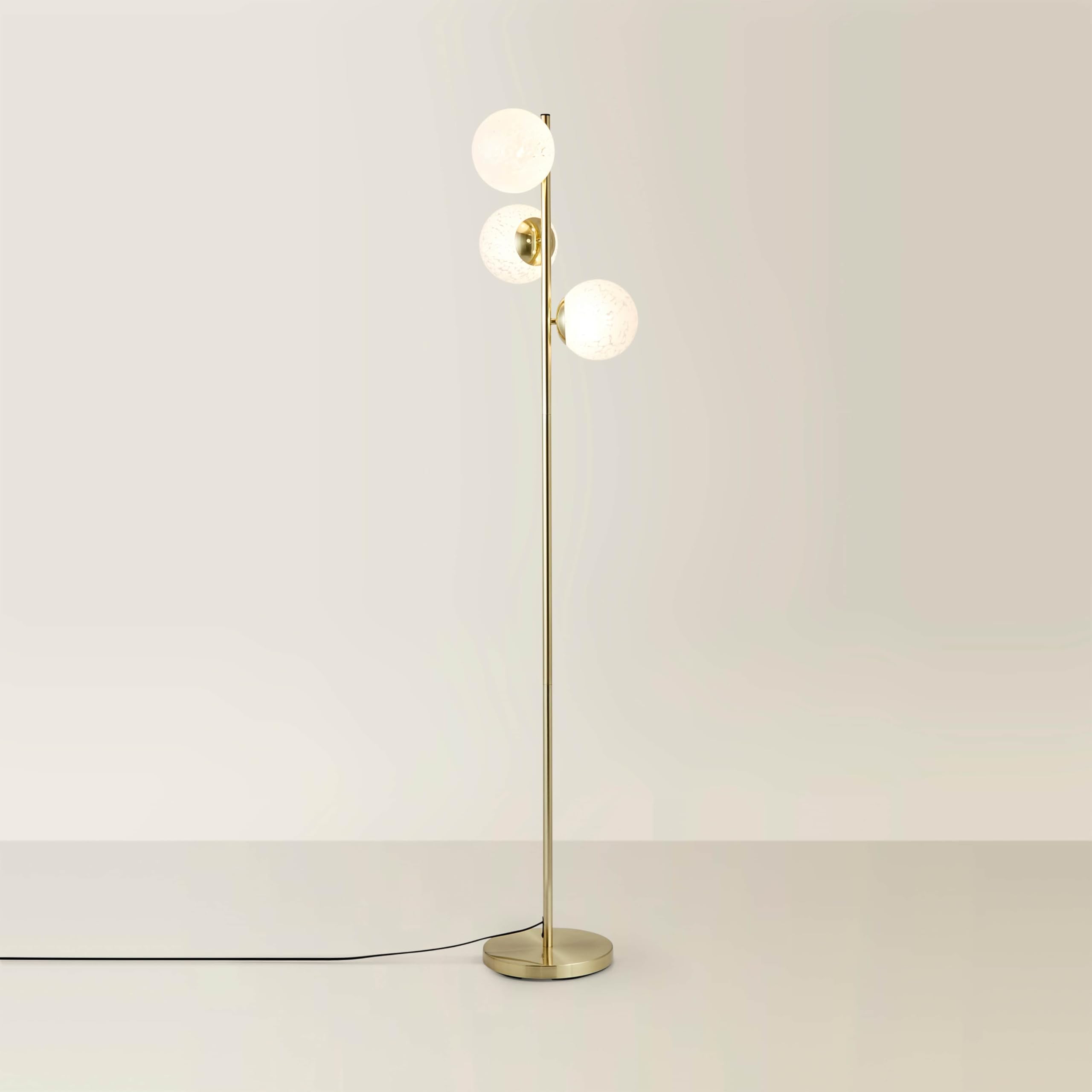 ValueLights | Jas Gold 3 Way Floor Lamp with White Confetti Glass Globe Shades | Floor Lamps, Home Décor & Improvement Essential