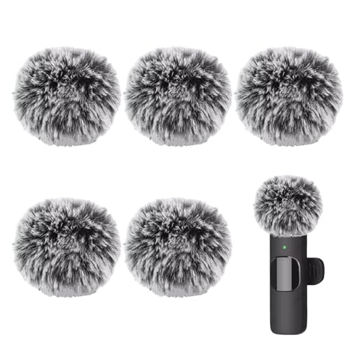 Mini Wireless Furry Windscreen Covers, Microphone Windscreen for Lavalier Lapel Microphone Mini Furry Mic Cover Noise Reduction - 5 pack