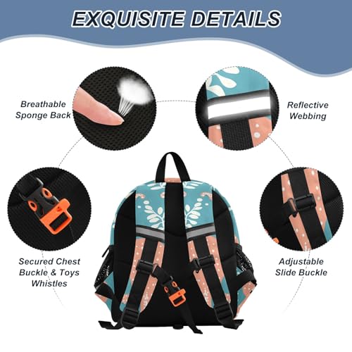 Kid's Backpack for Boys & Girls Toddler Bag Octopus Leaves Pattern Backpack with Safety Leash3