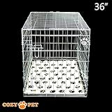 Cozy Pet Metal Tray Dog Cage 36" Silver Galvanised with Vet Bedding Length 92cm Metal Tray Folding Puppy Crate Cat Carrier Dog Crate. DC36S + VB36C - Image 3
