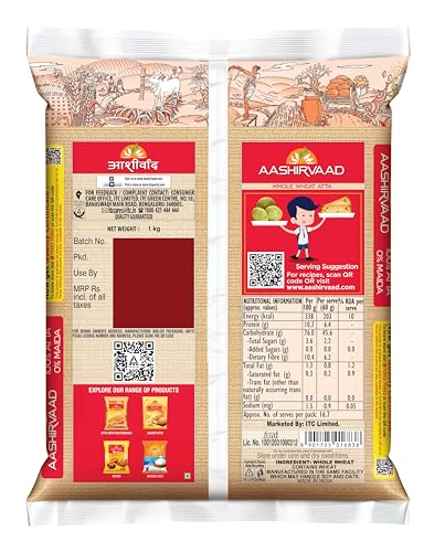 Image of Aashirvaad Superior MP Atta, 1kg, 100% Whole Wheat Flour, 0% Maida