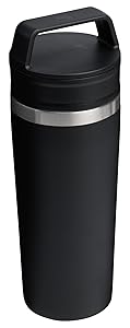 STANLEY Cafe To Go Travel Mug 16 oz | Leakproof Two-Part Drink Through Lid | Tumbler Cup for Coffee, Tea and Drinks | Insulated Stainless Steel Coffee Mug | BPA-Free | Black 2.0