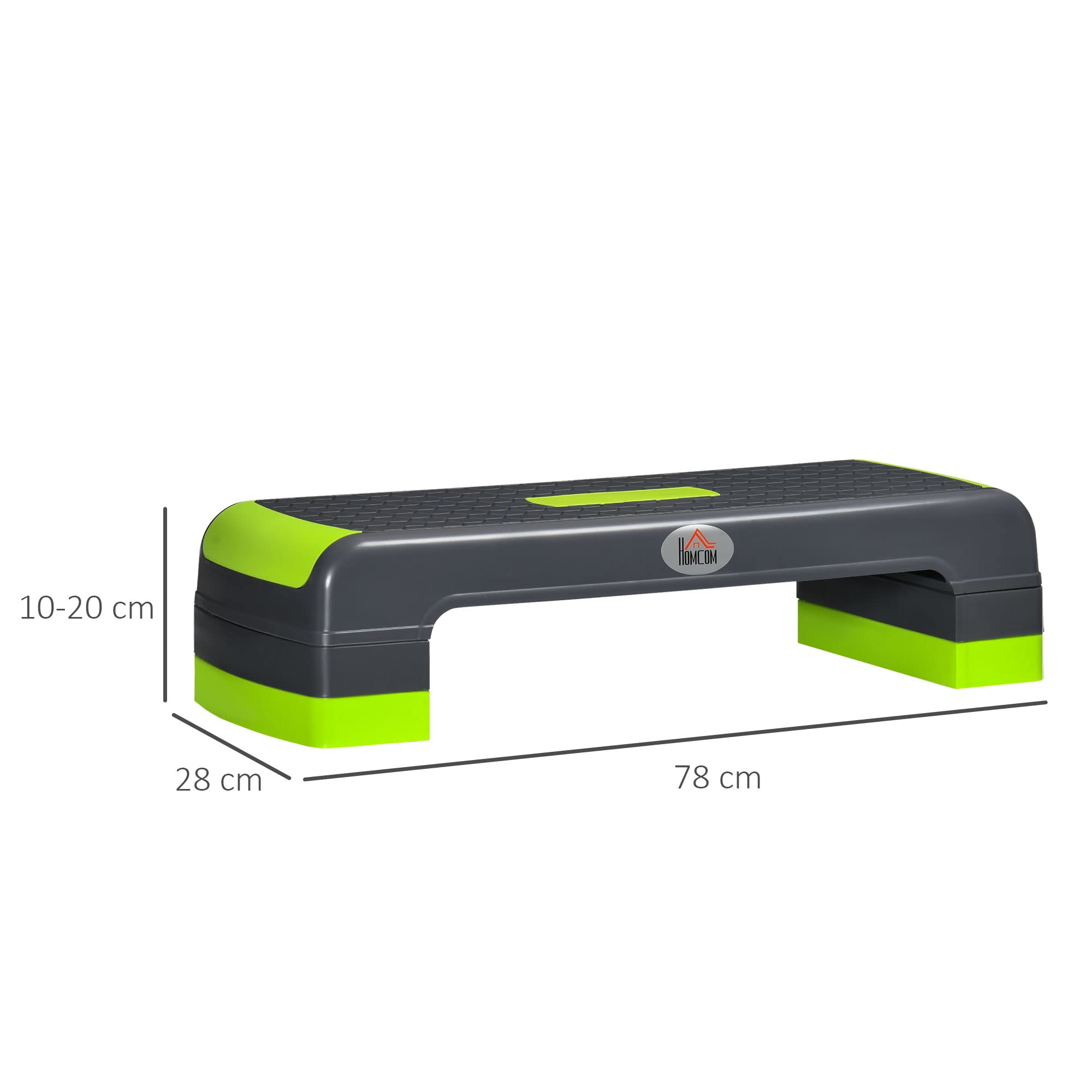 HOMCOM Stepper Aerobica Regolabile su 3 Altezze, Step Fitness in Plastica per Allenamento a Casa e Palestra, 78x28x10/15/20 cm