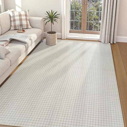 Tapete Beige Geométrico 5x7 Pies Lavable miniatura 2