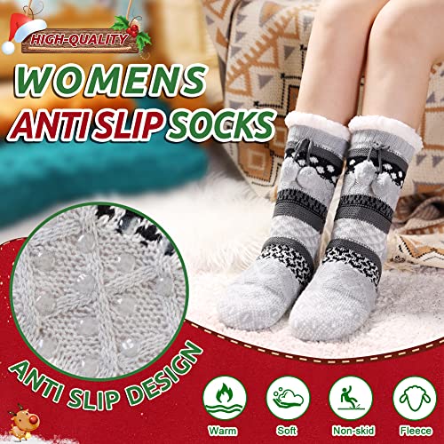 Image of WEVIAS Women Winter Socks Knit Anti-Slip Sweat Warm Cute Cartoon Animals Fuzzy Home Slipper Socks