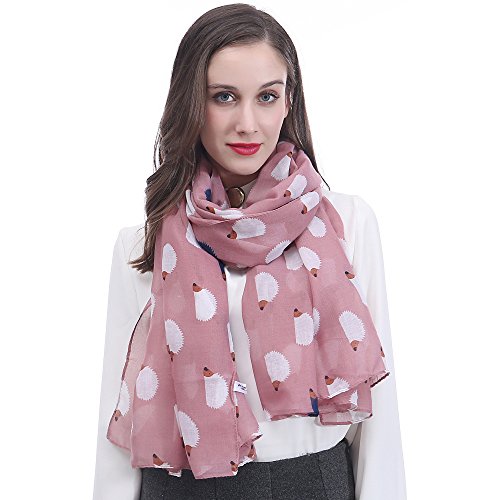 Lina & Lily Hedgehog Animal Print Women's Scarf Shawl Wrap Lightweight