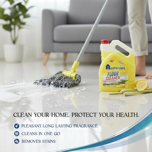 Image of Hommies Disinfectant Surface & Floor Cleaner Liquid, Lemongrass - 5 Litre | Kills 99.9% Germs | Multi-Surface Deep Cleaning for Tiles, Marble & Granite | Long-Lasting Herbal Fragrance