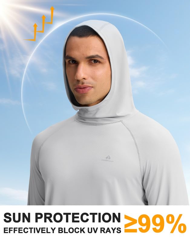 Pioneer Camp Sweat à capuche UPF 50+ pour homme comme t-shirt de protection UV – Rashguard d'extérieur à séchage rapide pour les sports nautiques, la pêche et l'été avec trou pour les pouces