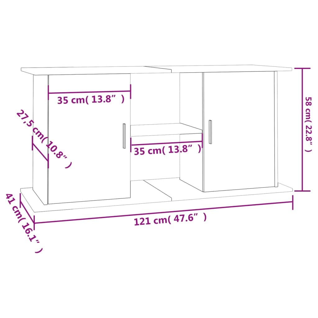 Toshilian Meuble pour Aquarium Support chêne sonoma 121x41x58 cm bois d'ingénierie
