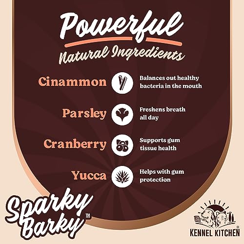 Image of Kennel Kitchen Dog Treats | Sparky Barky Dental Sticks for Dogs | 180G, 7 Sticks | Advanced Daily Dental Chew Sticks | Contains Cinammon, Parsley, Cranberry & Yucca, All Life Stages
