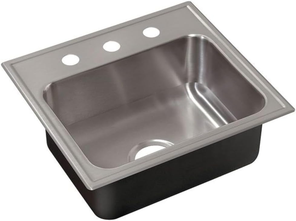 Just Manufacturing SL-ADA-1921-A-GR-3-5-5-DCR Single Bowl ADA Drop-in Sink, Silver