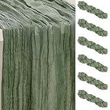 6 Pack Sage Green Cheesecloth Table Runner 35x120 Inch 10Ft Rustic Gauze Cheese Cloth Table Runner Sheer Cheesecloth Table Runners for Wedding Party Bridal Shower Decoration
