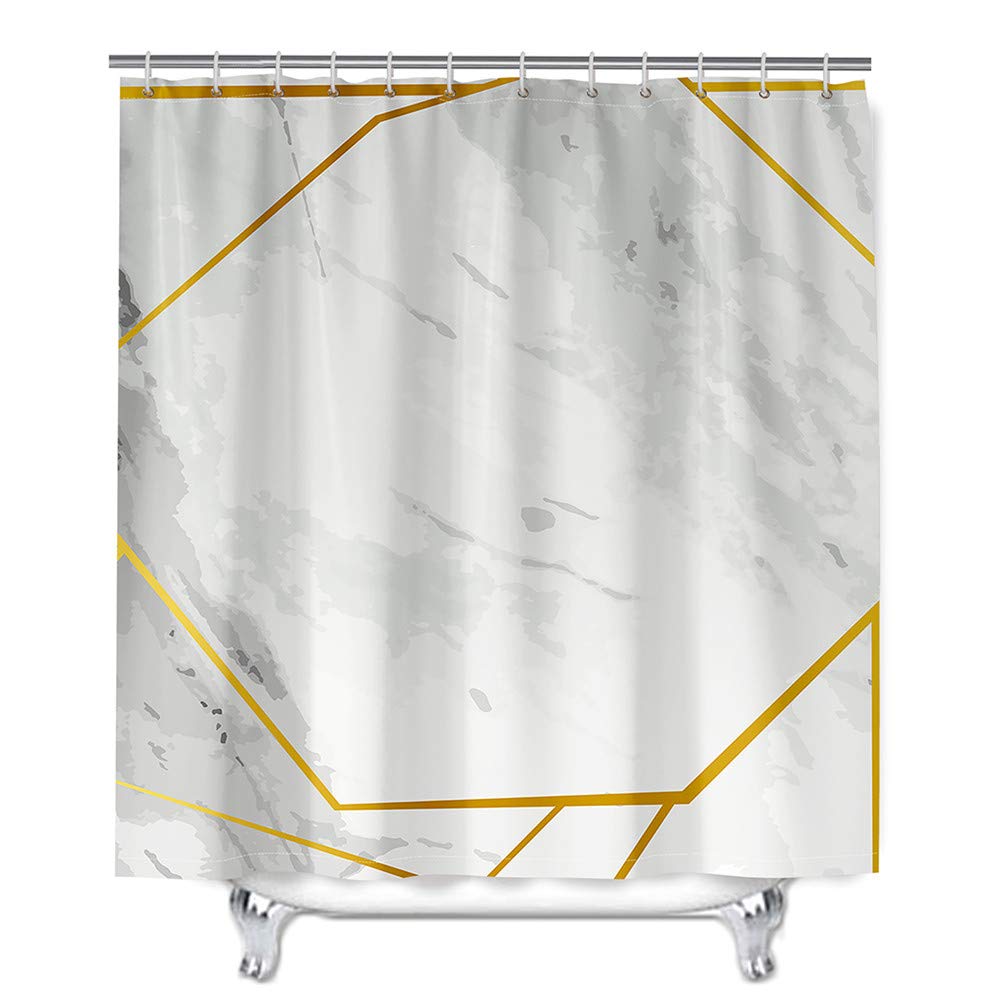 Rideau de douche imperméable effet marbre 3D en polyester lavable