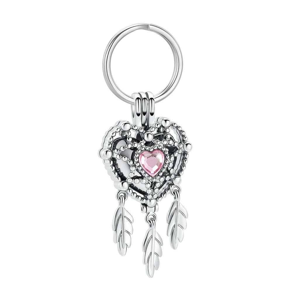 Porte-clés cendres cœur acier inoxydable personnalisé rose sécurisé