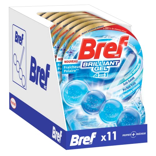 BREF WC Brilliant Gel Fraîcheur Polaire – Lot de 11 Blocs WC (11x50g) – Produit Nettoyant WC – Brillance Intense BREF WC Brilliant Gel Fraîcheur Polaire – Lot de 11 Blocs WC (11x50g) – Produit Nettoyant WC – Brillance Intense