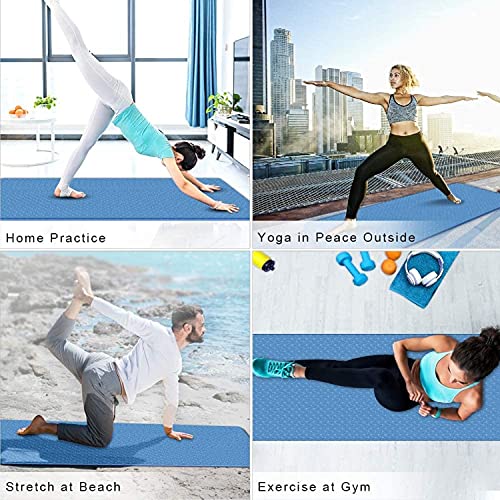 Image of Bodylastics Yoga Mat for Men and Women with Carry Bag TPE 6ft x 2ft x 6mm Large Size Anti Slip & Anti Tear Workout Mat