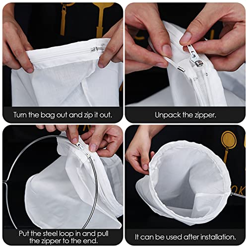 Winit 6 Pcs Reusable Traditional Thai Tea Filte, Coffee Food Tea Strainer With Stainless Steel Handle,5’’ And 7.5’’ Nuts Milk Juice Wine Cider Press Filter Bag thumb #2