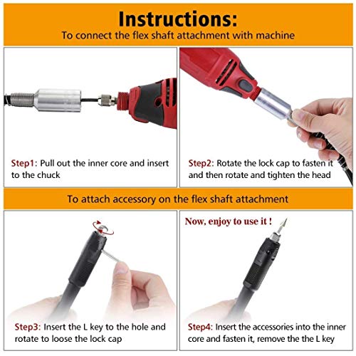 Image of DIY Crafts Pattern No # 1, Black Silver G, 108cm * 2cm for Dremel 3000 4000 Electric Drill Rotary Grinder Tool Attachments Flexible Shaft Fits P (Pattern No # 1, Black Silver G)