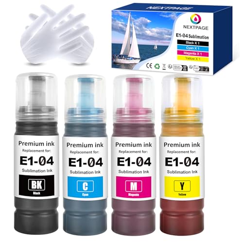 Nextpage 104 Sublimationstinte Multipack Kompatibel für Epson EcoTank ET-1810/ET-2710/ET‑2711/ET-2712/ET-2714/ET-2715/ET-2720/ET-2721/ET-2726/ET-2810/ET-2811/ET-2812 Schwarz Cyan Gelb Magenta (4Pcs)