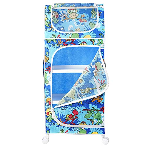 Image of Little One's | 4 Plastic Shelves Baby Wardrobe /Toy Organizer | Jungle Blue | Tb4 /Ab, 109 Cm, 31 Cm, 46 Cm