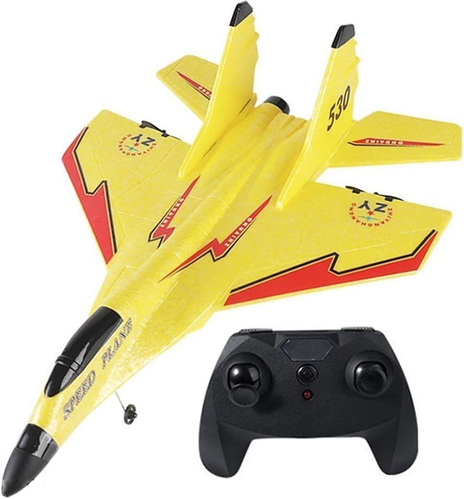 AMERTEER Rc Plane, Remote Control Airplane | RC Plane Ready to Fly, Easy to Fly RC Glider Aircraft, Jet Fighter Toys - With Balance Gyroscope And LED Light, Gift for Beginner, Adult, Kids