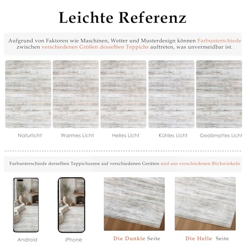 PureCozy Teppich Wohnzimmer 120x170cm Grün Braun Waschbar Groß Carpet – Ansicht 2