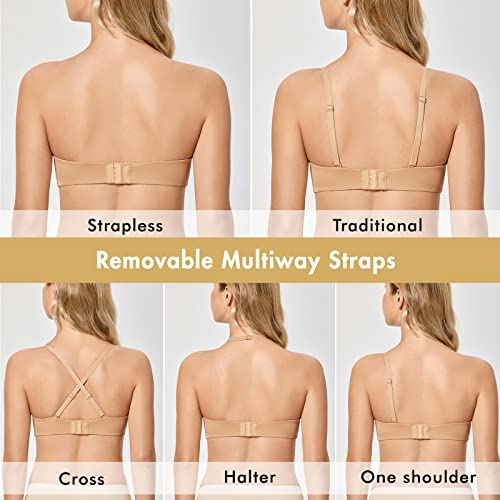 Image of DELIMIRA Women's Strapless Bra Minimizer Seamless Underwire Unlined Bandeau for Big Bust