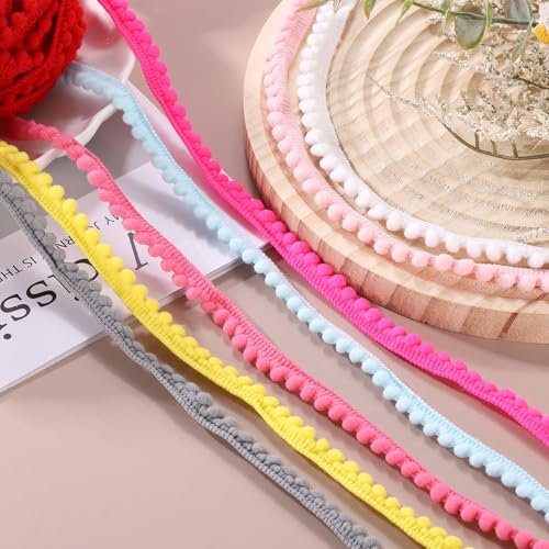 Ruban à pompons de 9,1 m de long pour customisation textile facile