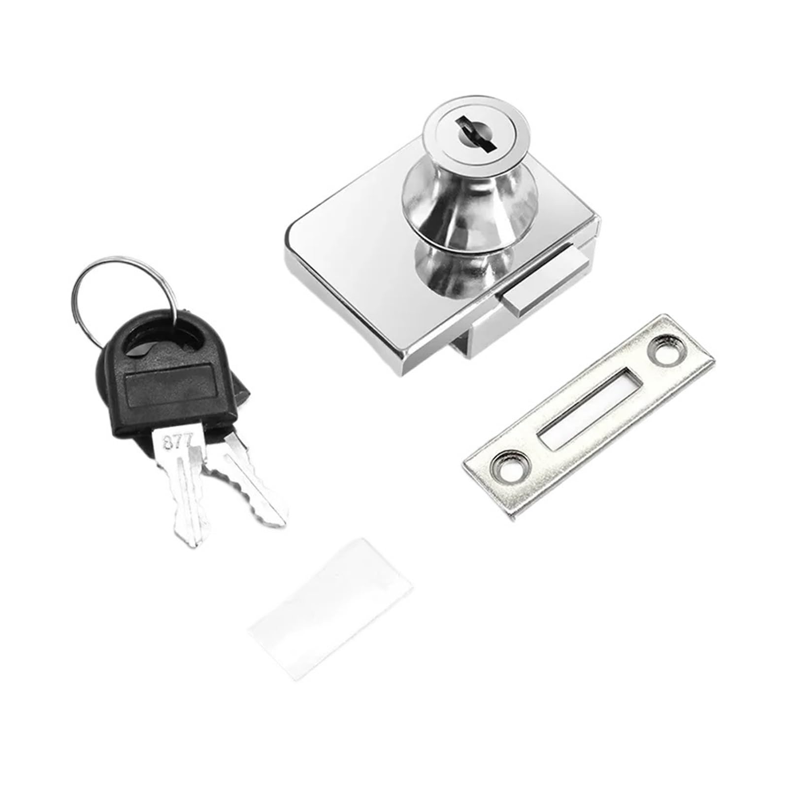 Glass Door Lock Single Glass Lock Zinc Alloy Showcase Cabinet Door Cylinder Sliding Push Locks for Furniture Hardware(Double Cabinet)