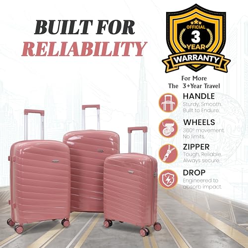 Image of Sarjah Polypropylene Suitcase Trolley Bag | TSA-Type Lock | TSA-Type Lock, 360 Dual Spinner Wheels, Aviation-Grade Telescopic Handle, Matte-Gloss Finish