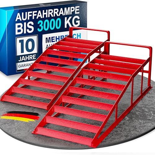 WERKTHOR [Lot de 2] Rampes d'Accès Métal Voiture, Rampe Voiture Levage Adhérence Maximale, Pont Mobile Voiture, Rampe Voiture Vidange Résistante Toutes...