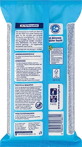 Denkmit Moist all-purpose Wipes Pure Freshness, pack of 50 - With a pleasant fresh fragrance - Hygienic cleanliness for at home and on the go/Germany image 5
