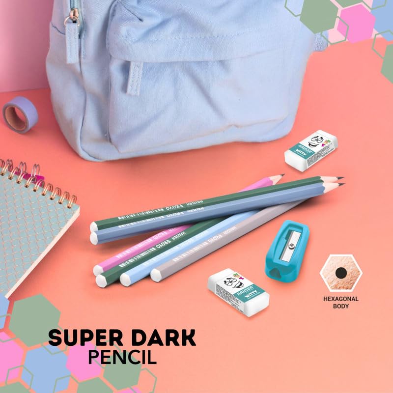 Image of HAUSER ARTZ FROYO WOODEN PENCIL Set - 50 Pcs Multicolor Pencils | Extra Dark Lead for Smooth Writing | Ideal for Kids School Use & Drawing