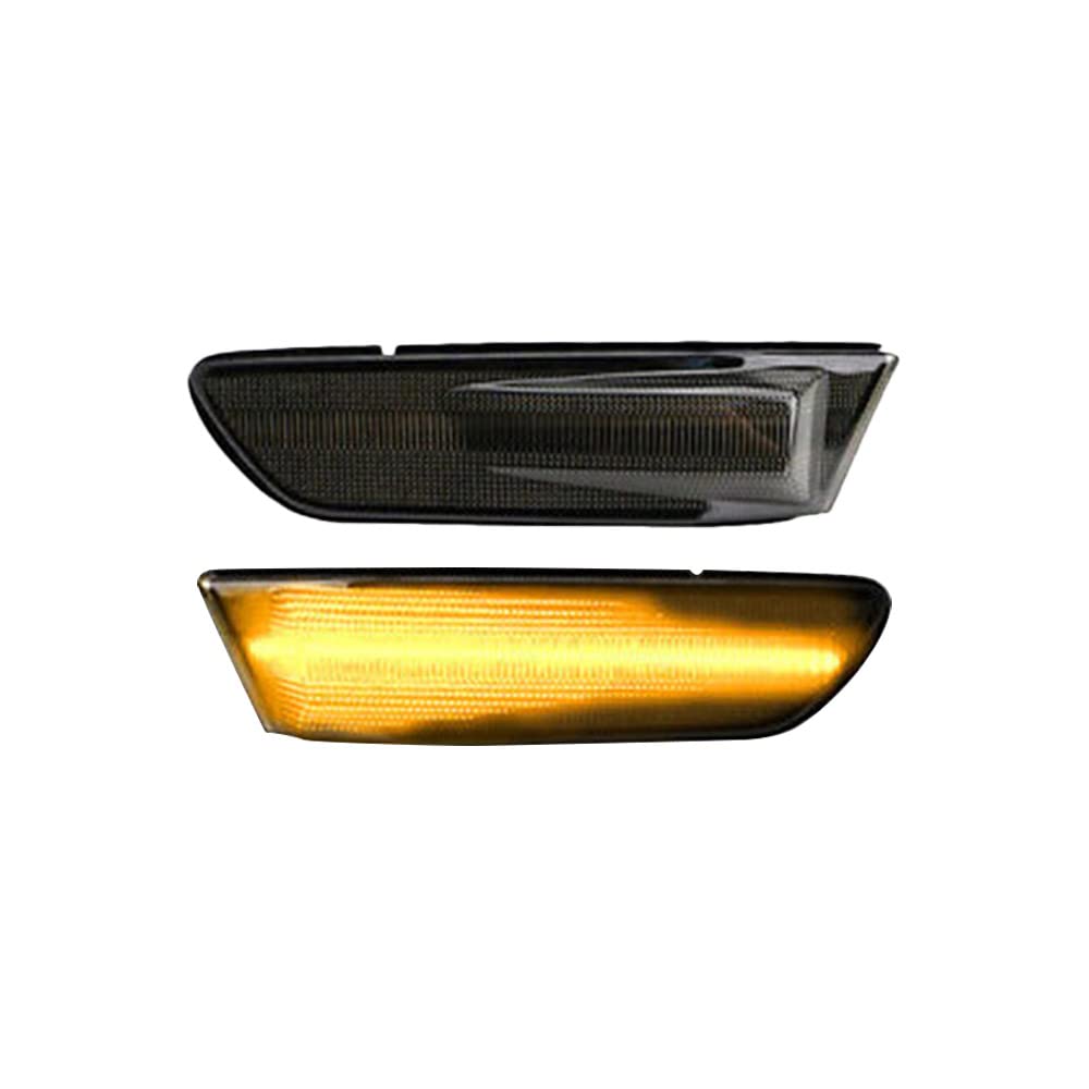 MASO 2 luces de posición laterales LED de coche, blanco (iluminación constante) + amarillo (dinámica secuencial), compatible con In-fin-iti G35 2 puertas par 2003-2007, carcasa transparente