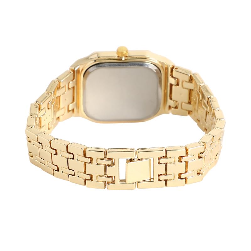 Image of Haute Sauce Women's The Torque Roman Square Watch | California Gold Stainless Steel Strap | Ivory White Dial | One-Size | Foldover Closure | Quartz | Analogue | Wrist Belt Watch for Female and Girls