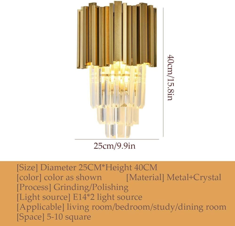 Apliques de Pared de Cristal para decoración del hogar de Mediados de Siglo, lámparas de Pared industriales de Tubo metálico Dorado, Apliques de Pared Grandes para mesita de Noche, lámparas