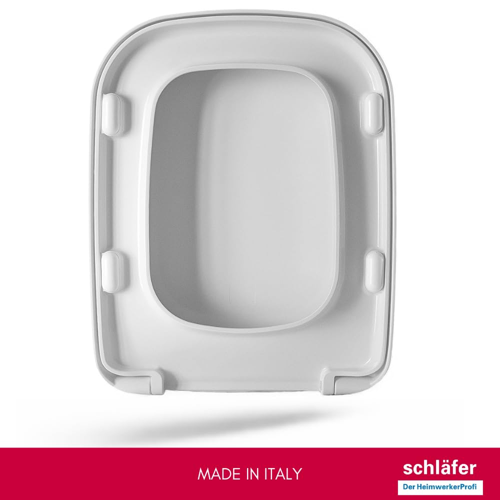 Schläfer 4649101 Sedile Copriwater per Ideal Standard Serie Conca (T637801), Tavoletta WC in Termoindurente Bianco Lucido, Cerniere in Acciaio Inox a 45°, Ricambio con Forma Dedicata, 43 x 34,7 cm