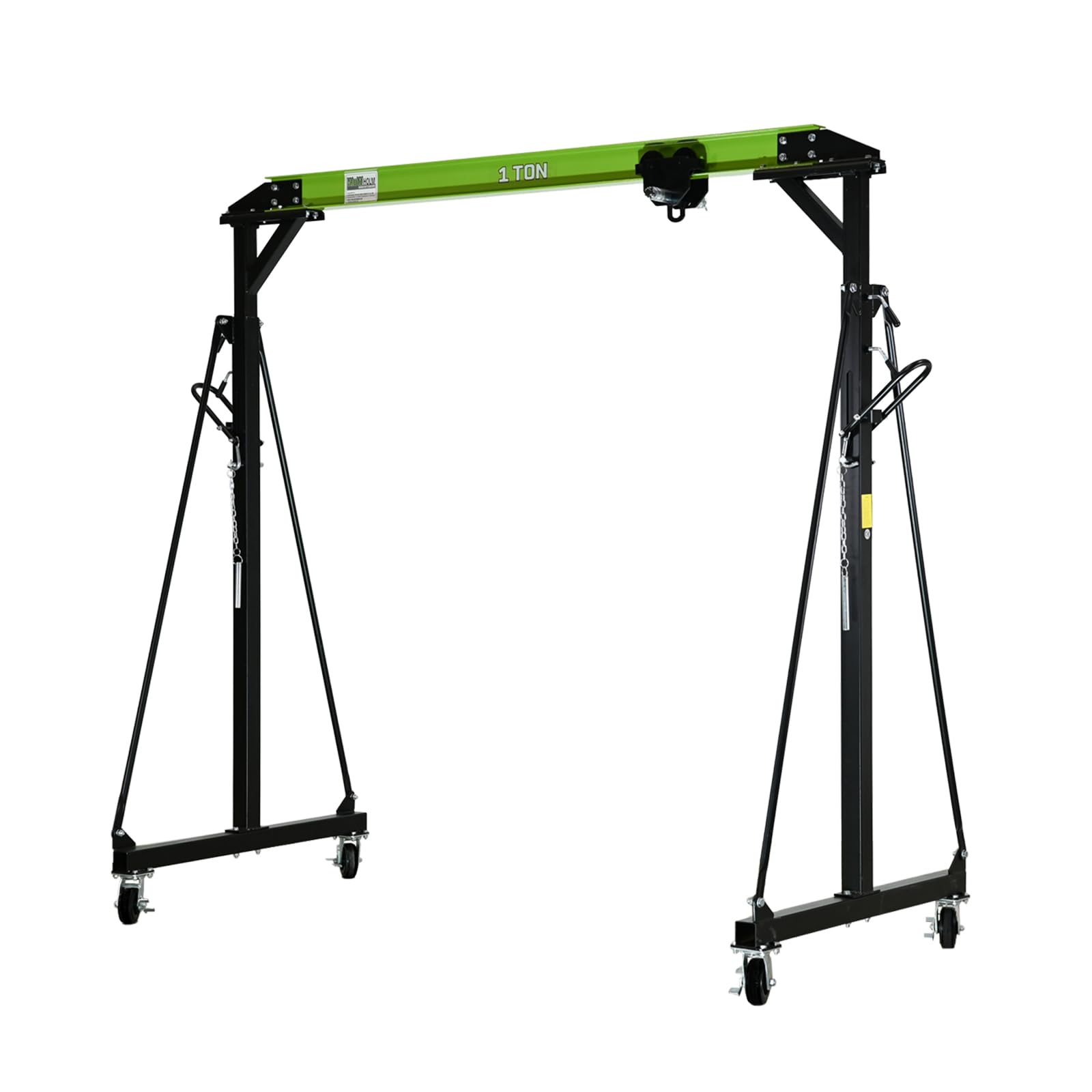 TRUTZHOLM Portalkran mit Laufkatze I Tragkraft 1 t I Stahl I Hubhöhe 2400-3600 mm I Durchfahrtsbreite 2400 mm I Mobiler Kran mit 360 Grad Lenkrollen I Brückenkran Portalhubkran für Werkstatt Lager