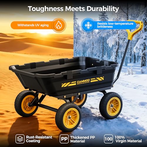Image of CAMMOO 10-in NO-Flat Tires 900lb Garden Dump Cart Wheelbarrow Garden Wagon