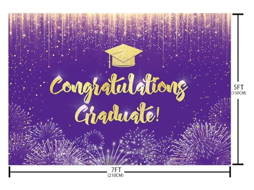 Fondo fotográfico graduación 7x5ft Purple Gold AIBIIN miniatura 7