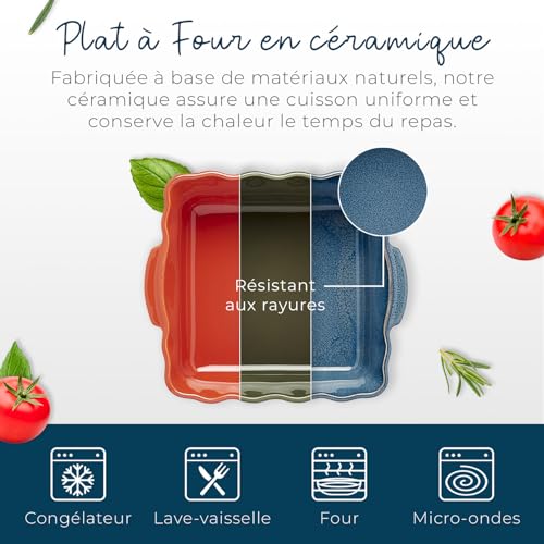 Teglia da forno quadrata in ceramica, 23 cm