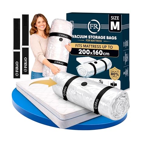FiRiO Vakuumbeutel für Matratzen bis 200x160cm (Beutelgröße: 240x200cm) I Matratzen Vakuumbeutel für Schaumstoff- Gel- & Latexmatratzen I Mattress Vacuum Bag I Vakuumbeutel Matratze vakuumieren