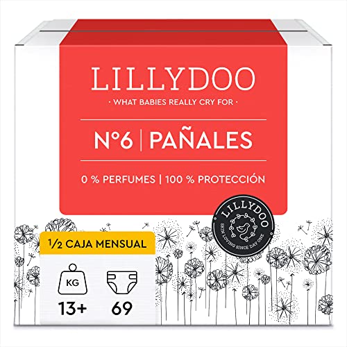 Pañales hipoalergénicos LILLYDOO, talla 6 (13-18 kg), 3 paquetes de 23 pañales (69 pañales)