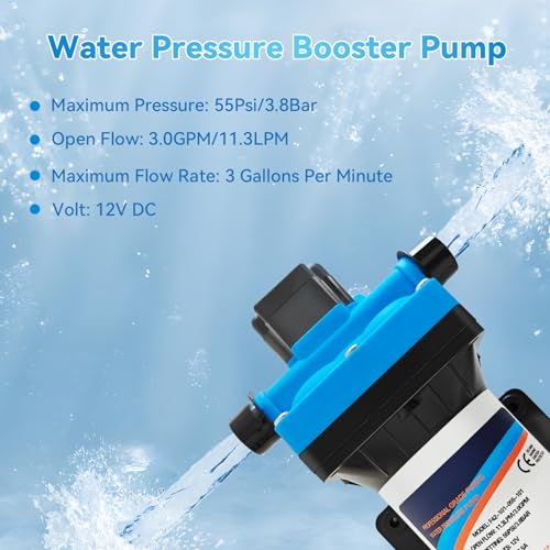 Julymoda 78864469988 Rv Fresh Water Pump 12V Dc 3.0Gpm 55Psi Upgraded Pressure Switch,12Volt Self Priming Water Pressure Diaphragm Pump thumb #3