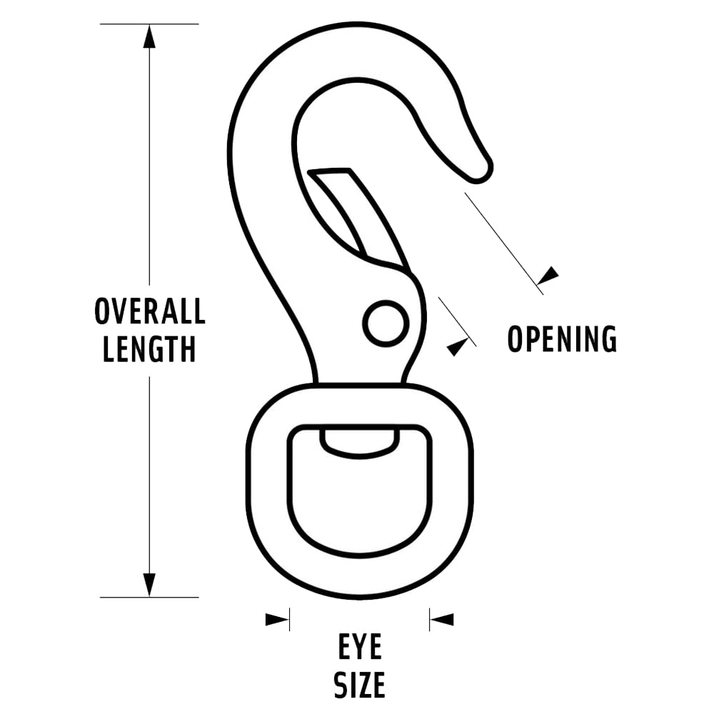JCS No.2, 3-7/8inch Brass Swivel Eye Boat Snap