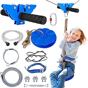 X XBEN Zip line Kits for Backyard, Zip Lines for Kid and Adult, Included Swing Seat, Ziplines Brake, and Steel Trolley, Outdoor Playground Equipment (150ft Zipline kit)