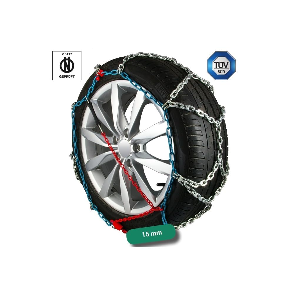CATENE DA NEVE AUTO SUV FURGONI E CAMPER PNEUMATICO 700R15 CATENA DA 15MM COPPIA DI CATENE DA NEVE PER RUOTE GOMME DI AUTOMOBILI 2 PEZZI OMOLOGATE SU STRADA PER NEVE E GHIACCIO